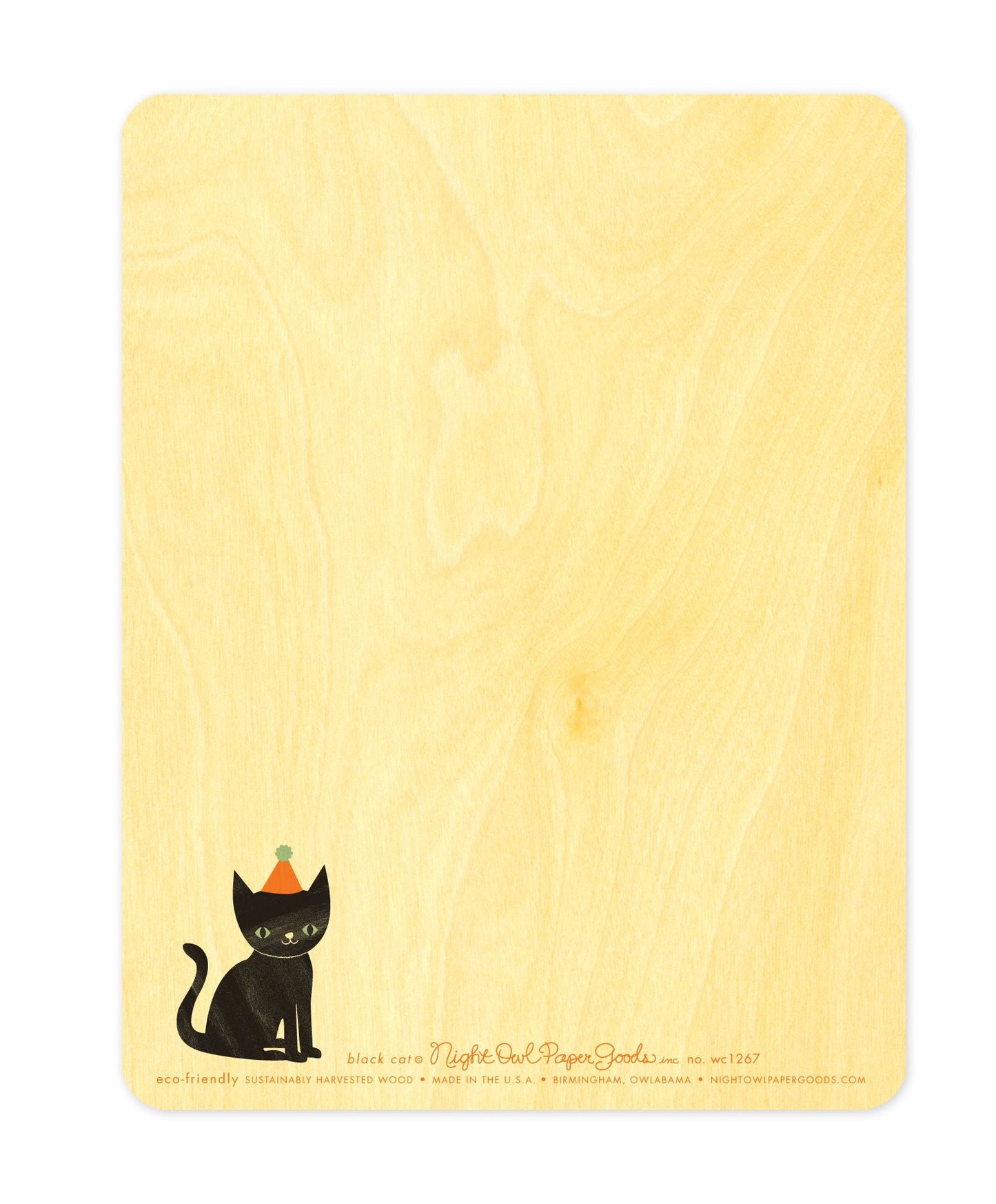 Black Cat Wood Birthday Card
