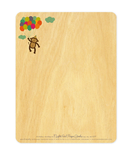 Birthday Monkey Wood Birthday Card