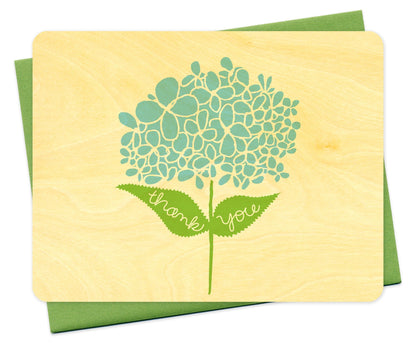 Hydrangea Wood Thank You Card