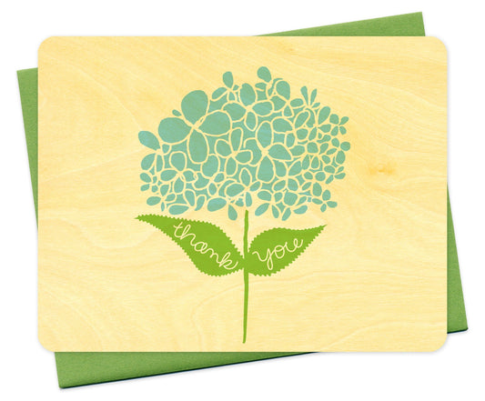 Hydrangea Wood Thank You Card
