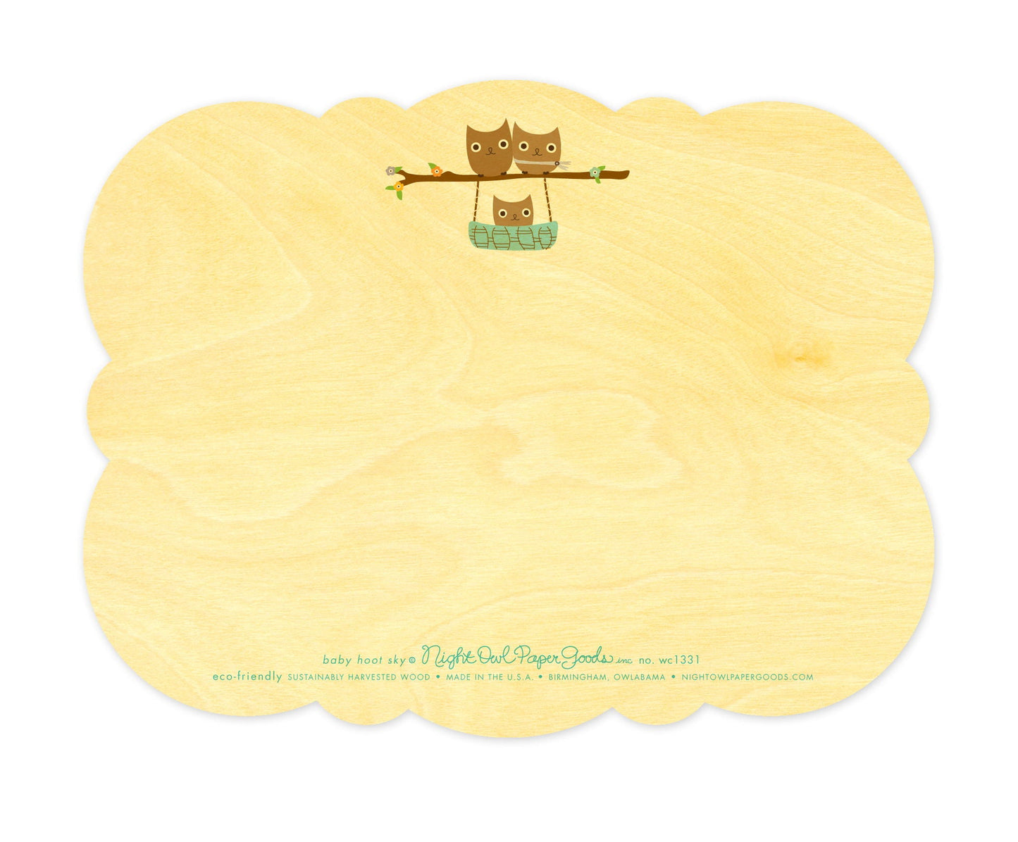Baby Hoot Sky Wood Baby Card