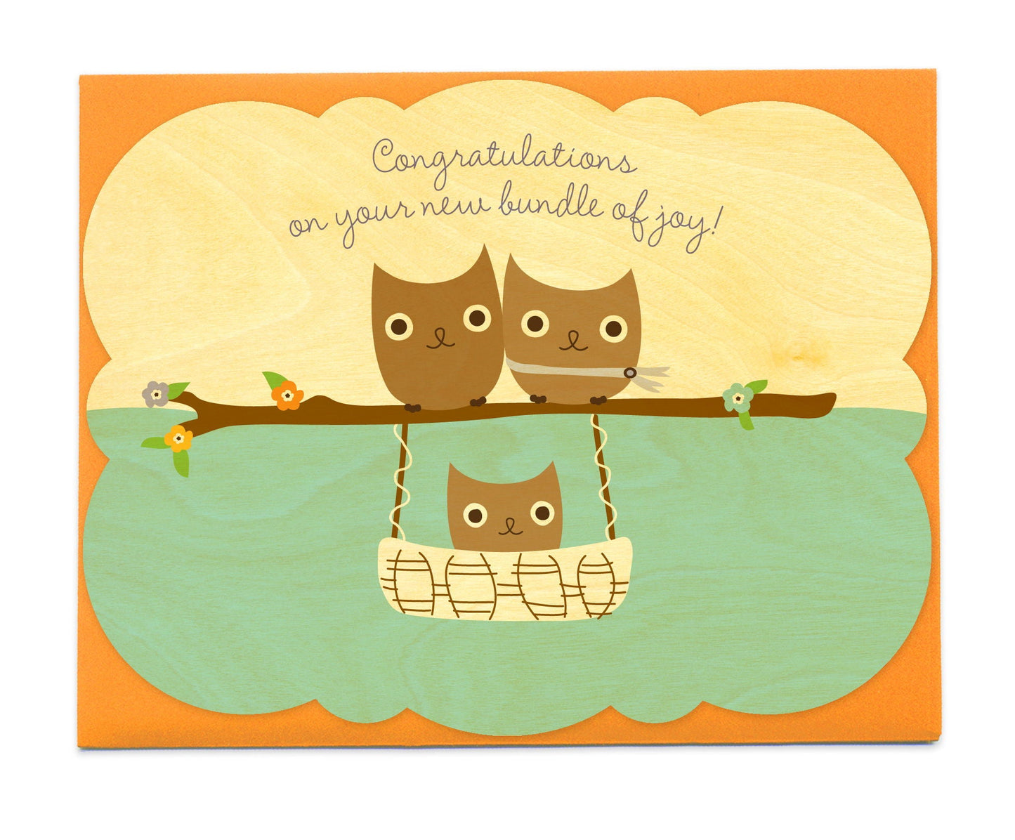 Baby Hoot Sky Wood Baby Card