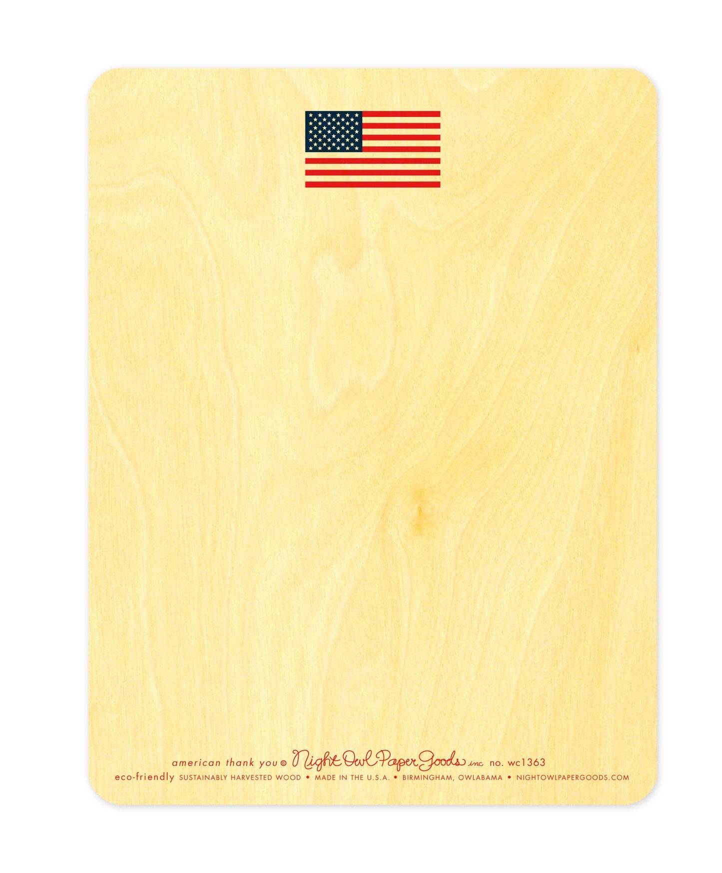 American Thank You Wood Thank You Card