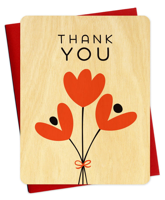 Graphic Tulips Wood Thank You Card