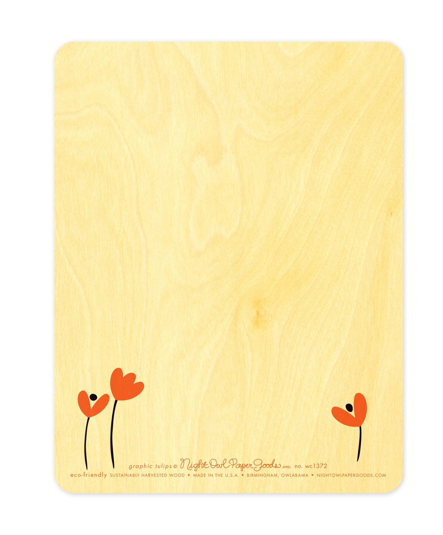 Graphic Tulips Wood Thank You Card