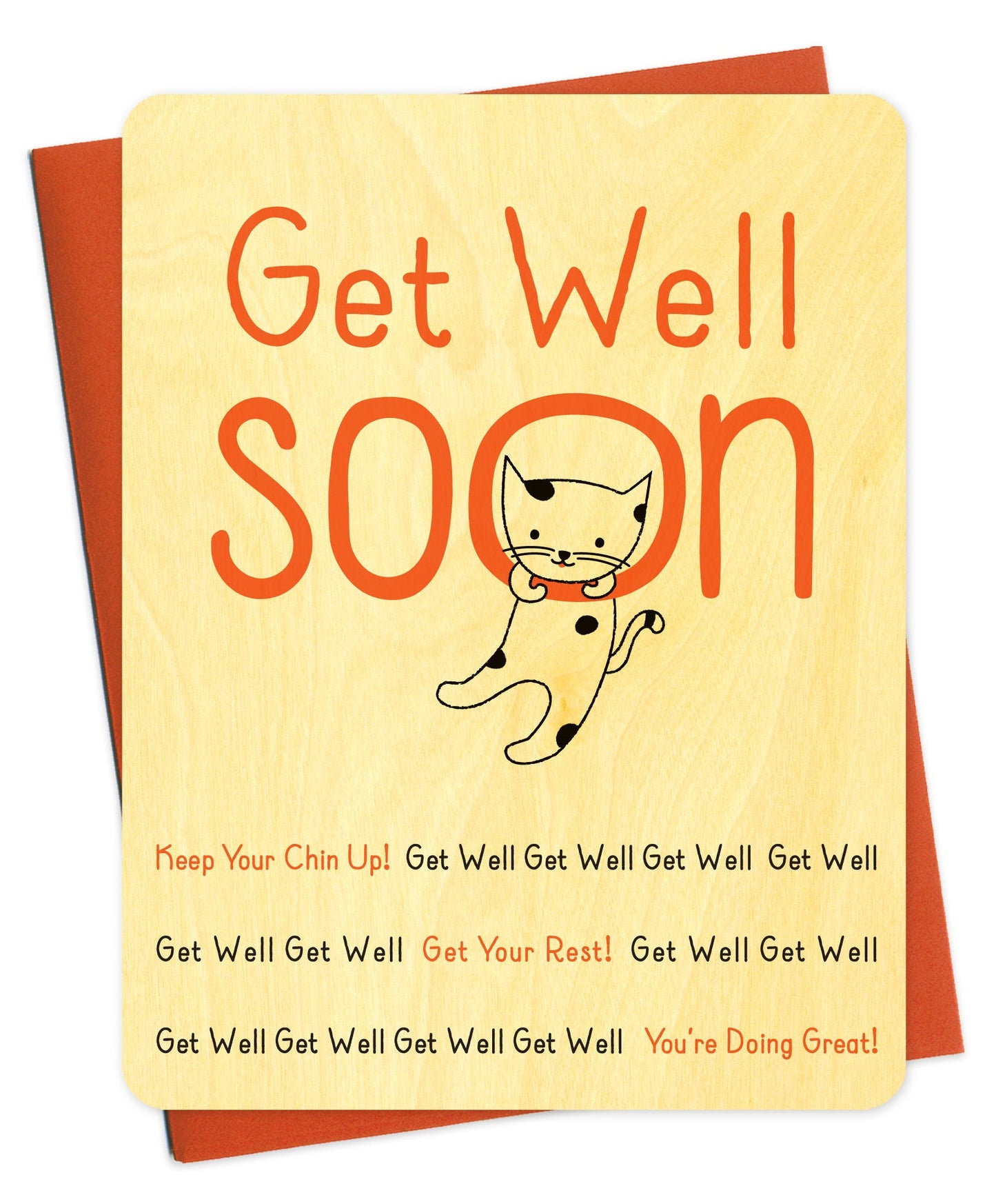 Chin Up Wood Get Well Card