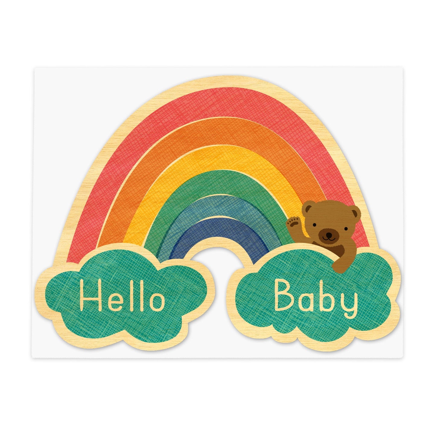 Baby Rainbow Wood Baby Card