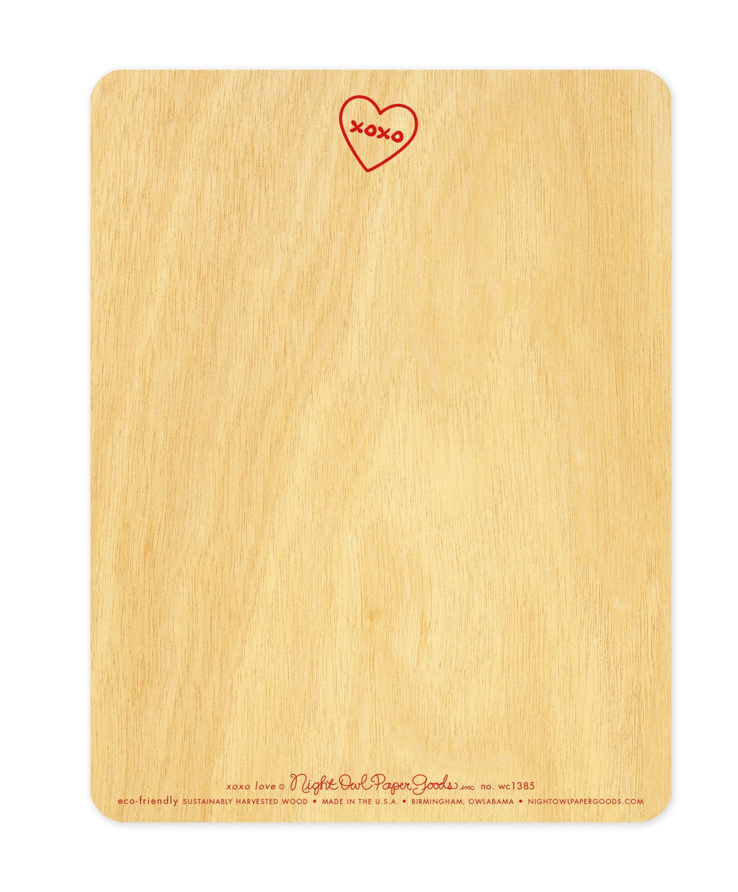 Xoxo Love Real Wood Notecard