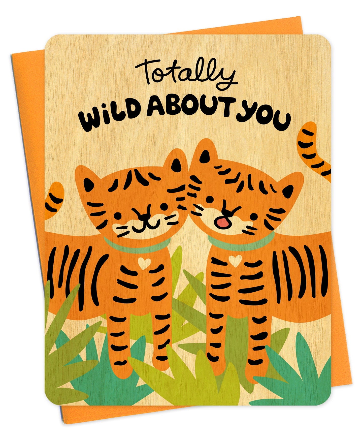 Wild Tigers Wood Love Card