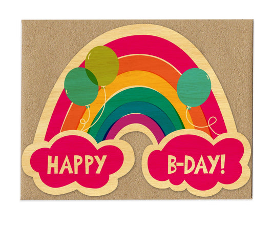 Birthday Rainbow Wood Birthday Card