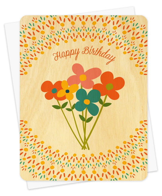 Wildflowers Wood Birthday Card