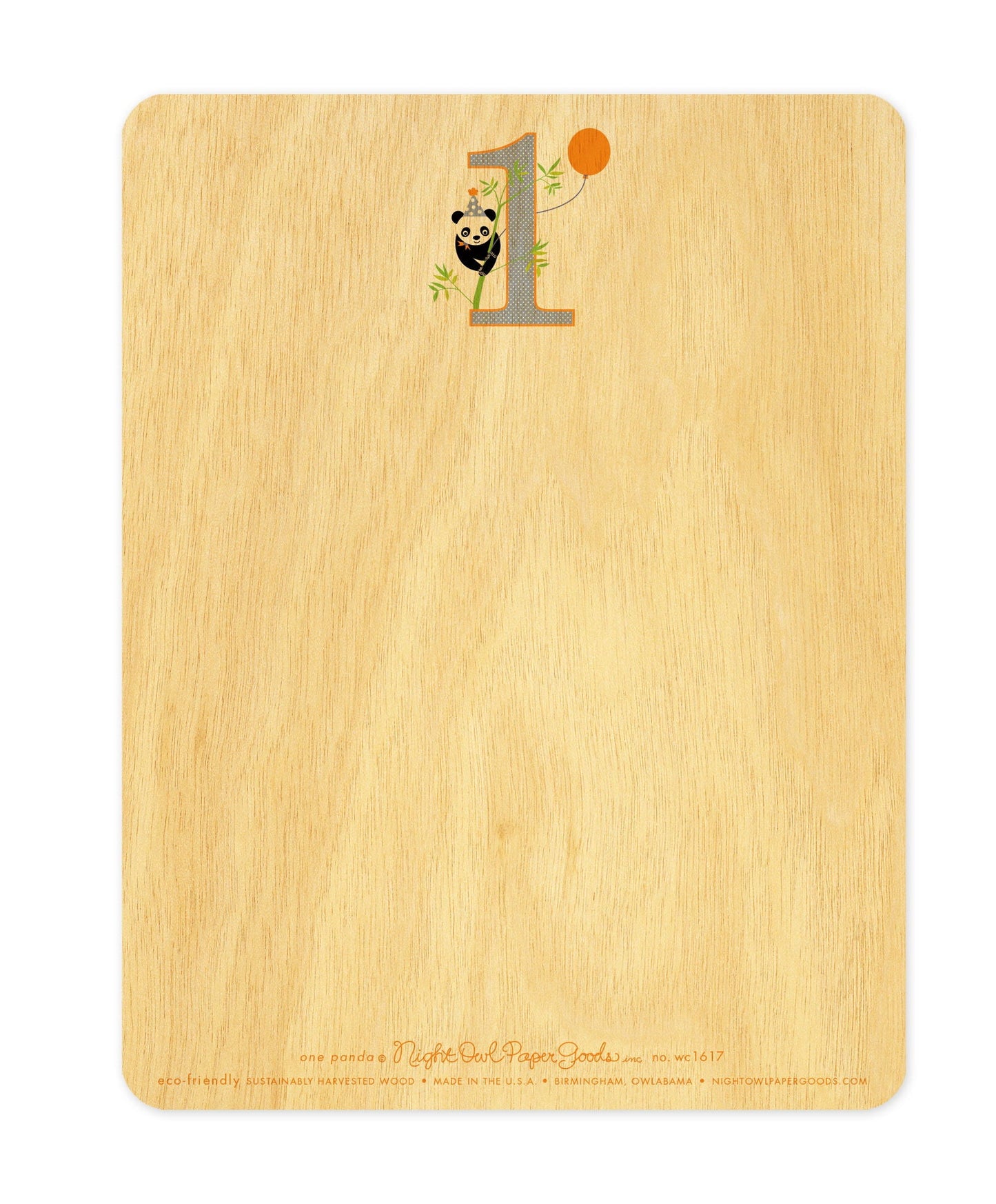 One Panda Wood Birthday Card