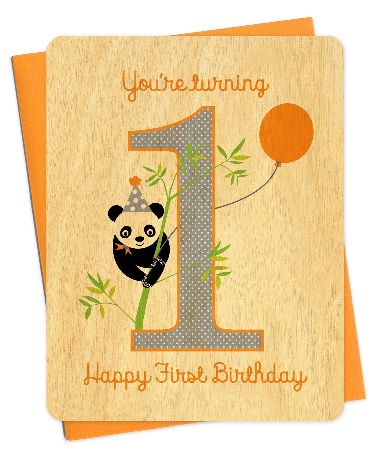 One Panda Wood Birthday Card