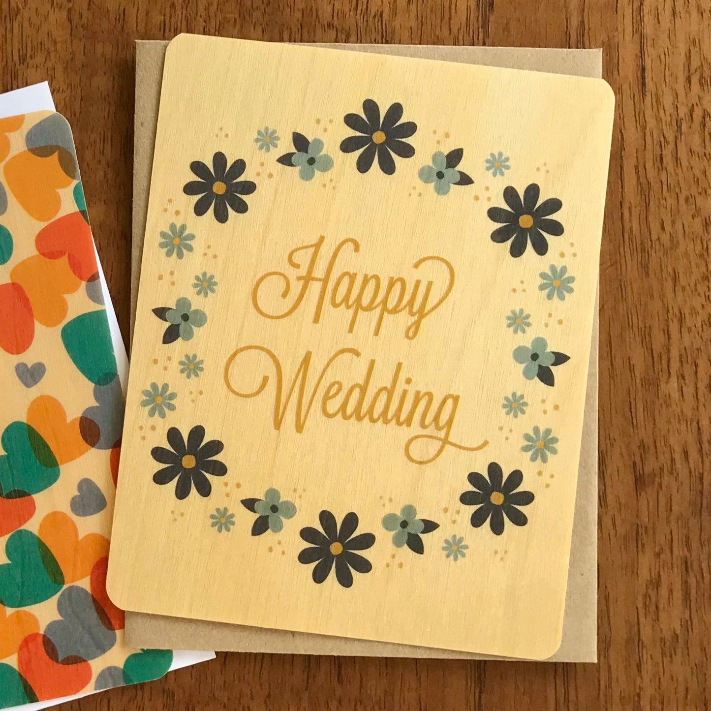 Happy Wedding Wood Wedding Card