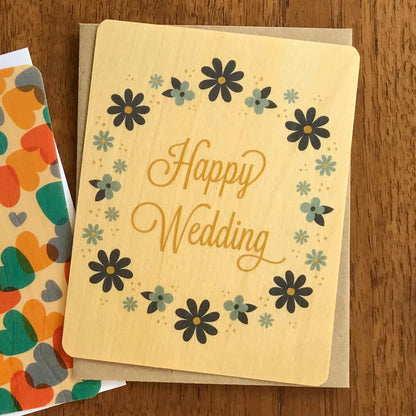 Happy Wedding Wood Wedding Card