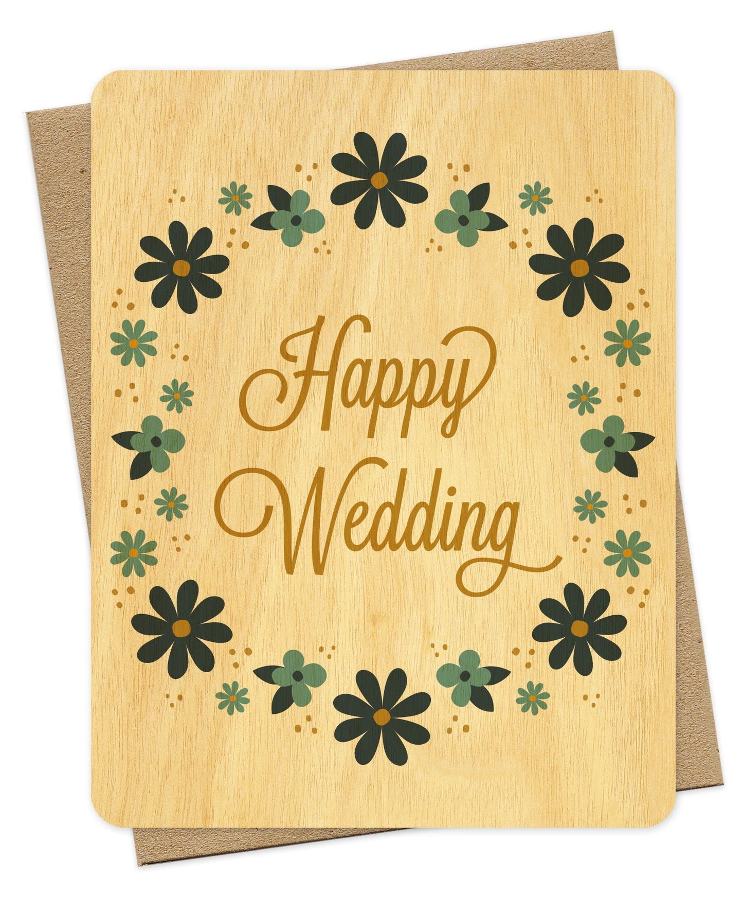 Happy Wedding Wood Wedding Card