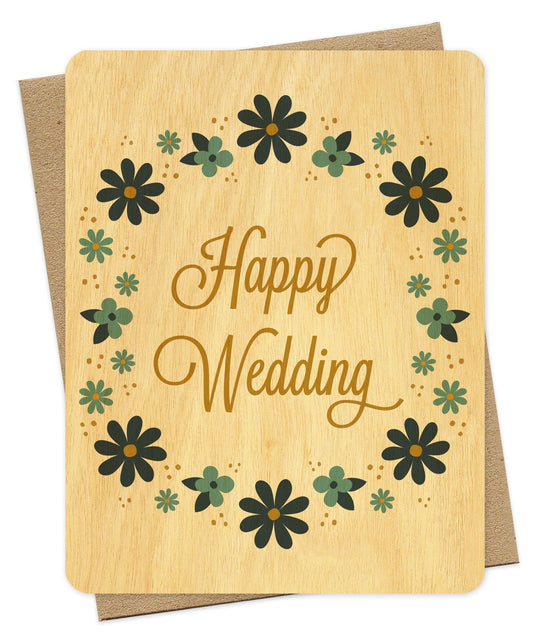 Happy Wedding Wood Wedding Card