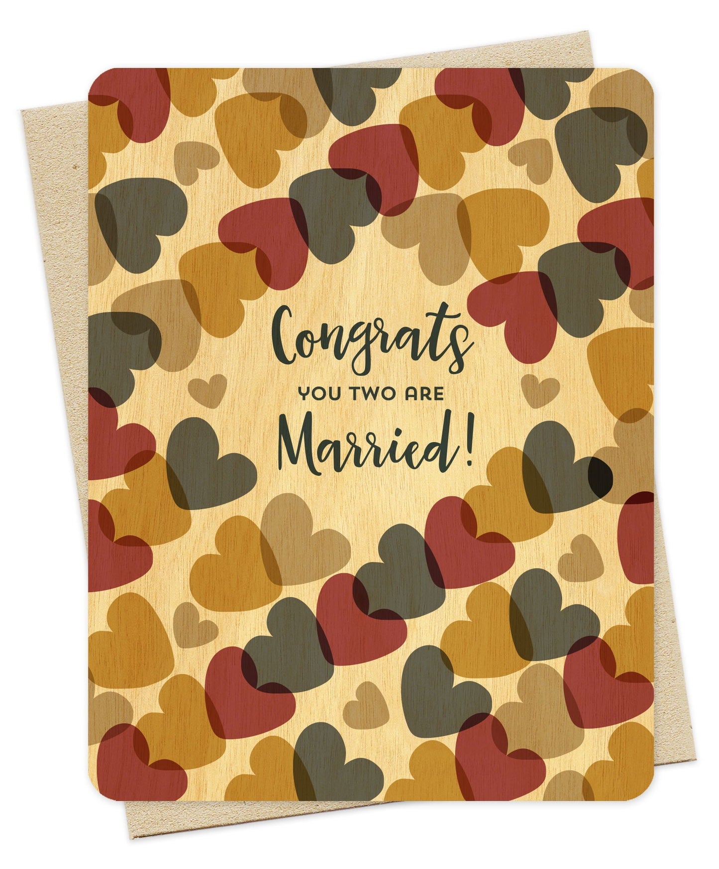 Married Congrats Wood Wedding Card