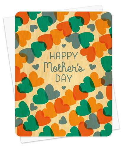 Mother's Hearts Wood Mother's Day Card