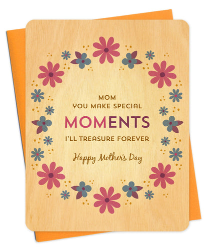 Mom Moments Wood Mother's Day Card