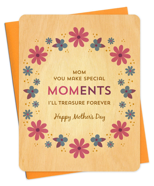 Mom Moments Wood Mother's Day Card