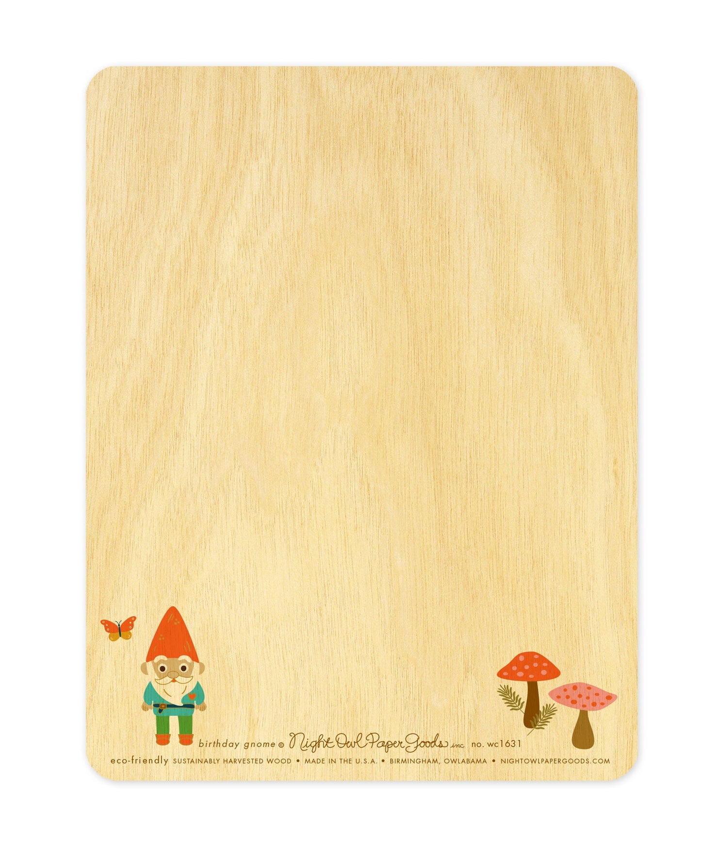 Birthday Gnome Wood Birthday Card