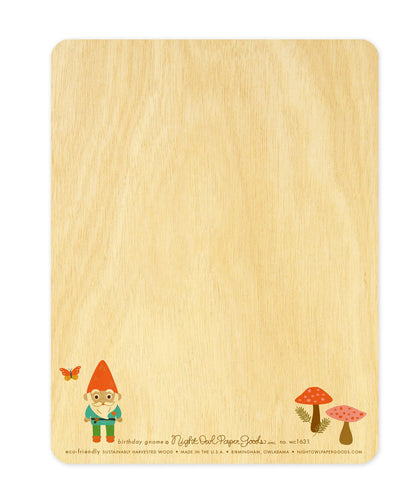 Birthday Gnome Wood Birthday Card