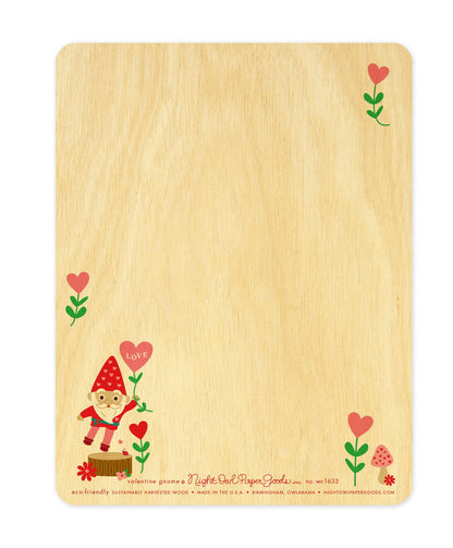 Valentine Gnome Wood Valentine's Day Card