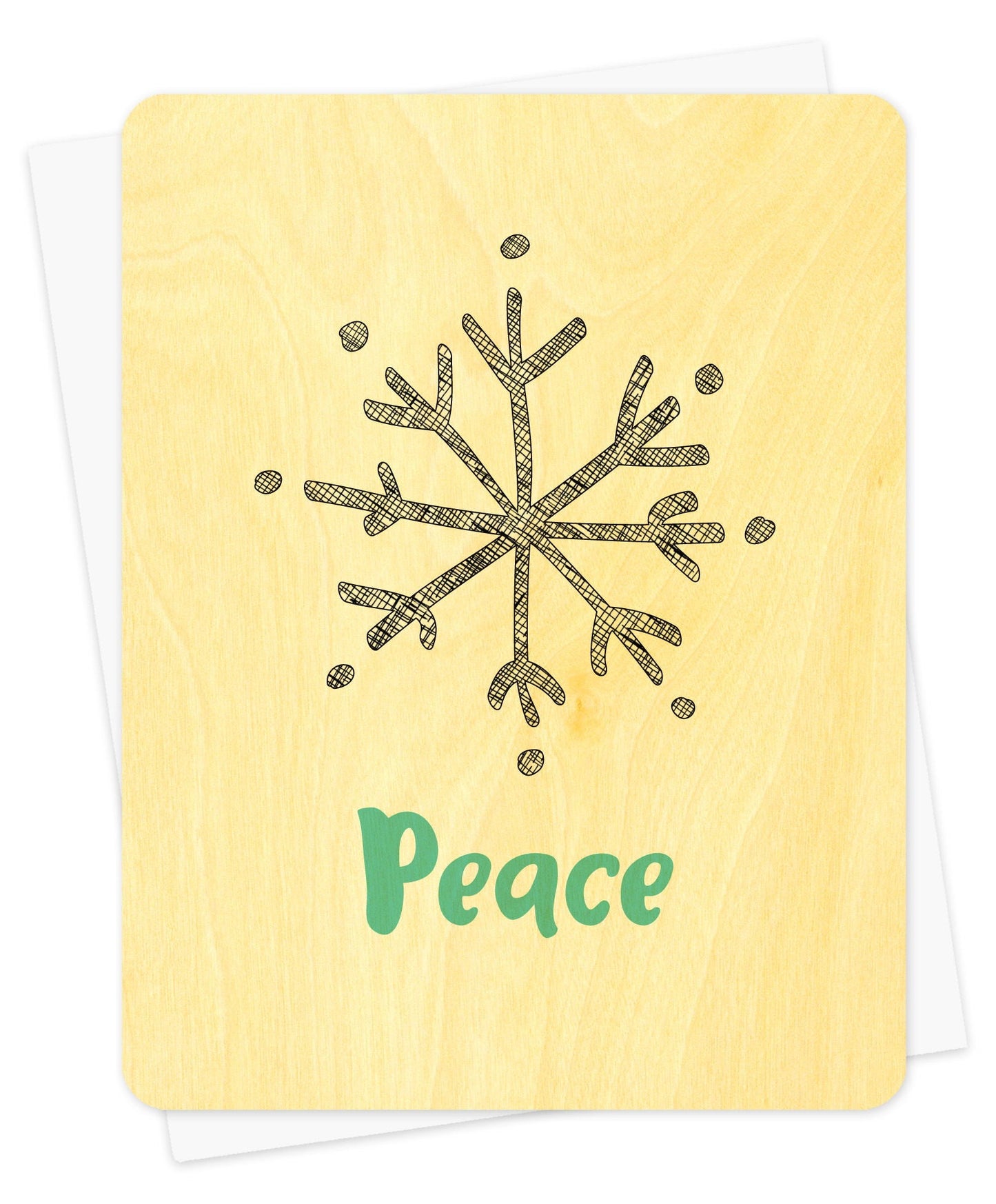 Peace Flake Wood Holiday Card