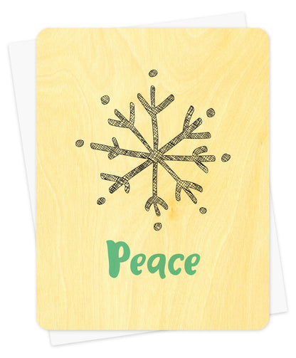Peace Flake Wood Holiday Card
