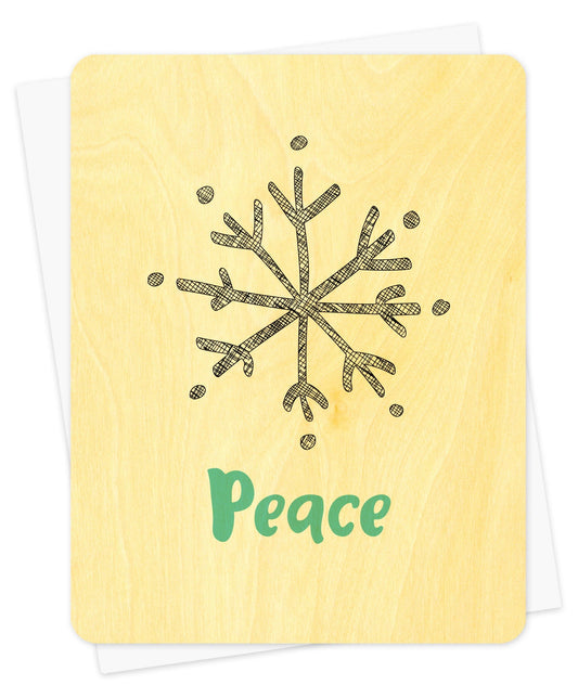 Peace Flake Wood Holiday Card
