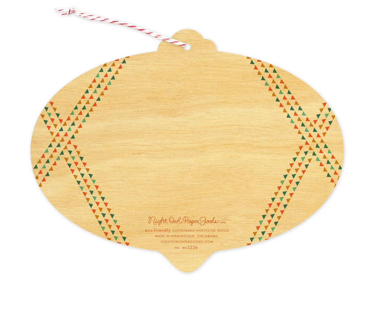 Folksy Bulb Wood Holiday Card & Ornament