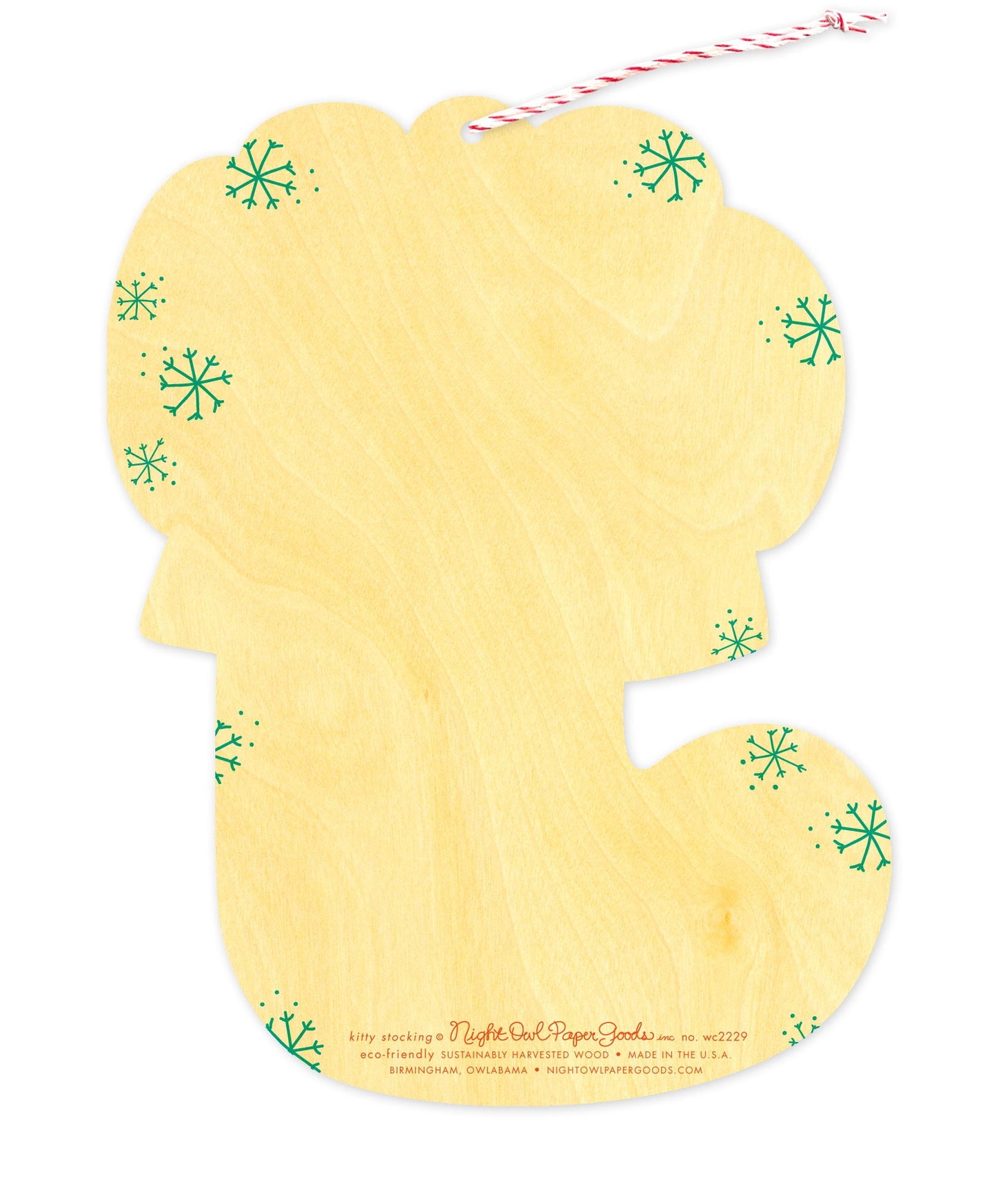 Kitty Stocking Wood Holiday Card & Ornament