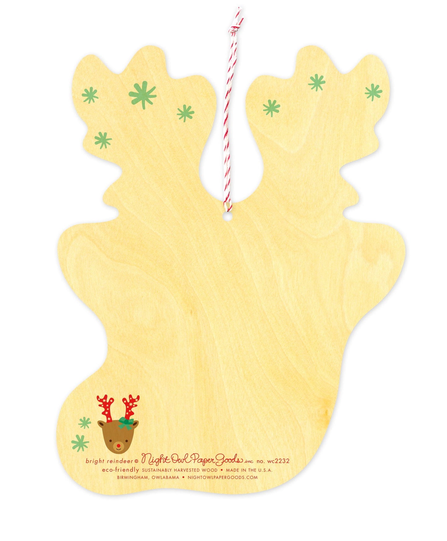 Bright Reindeer Wood Holiday Card & Ornament