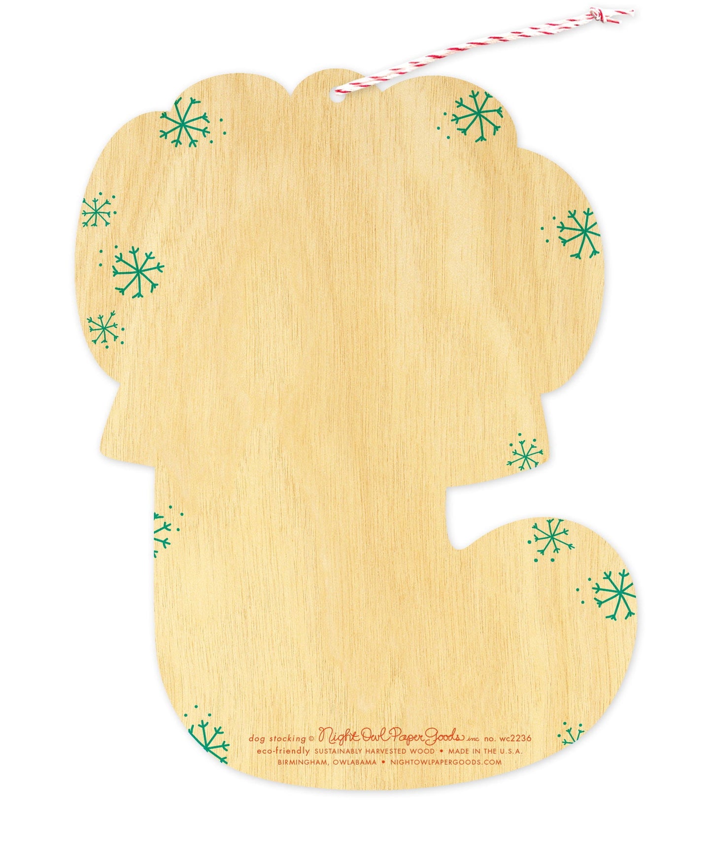 Dog Stocking Wood Holiday Card & Ornament