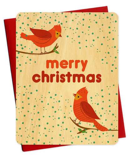 Cardinal Christmas Wood Holiday Card