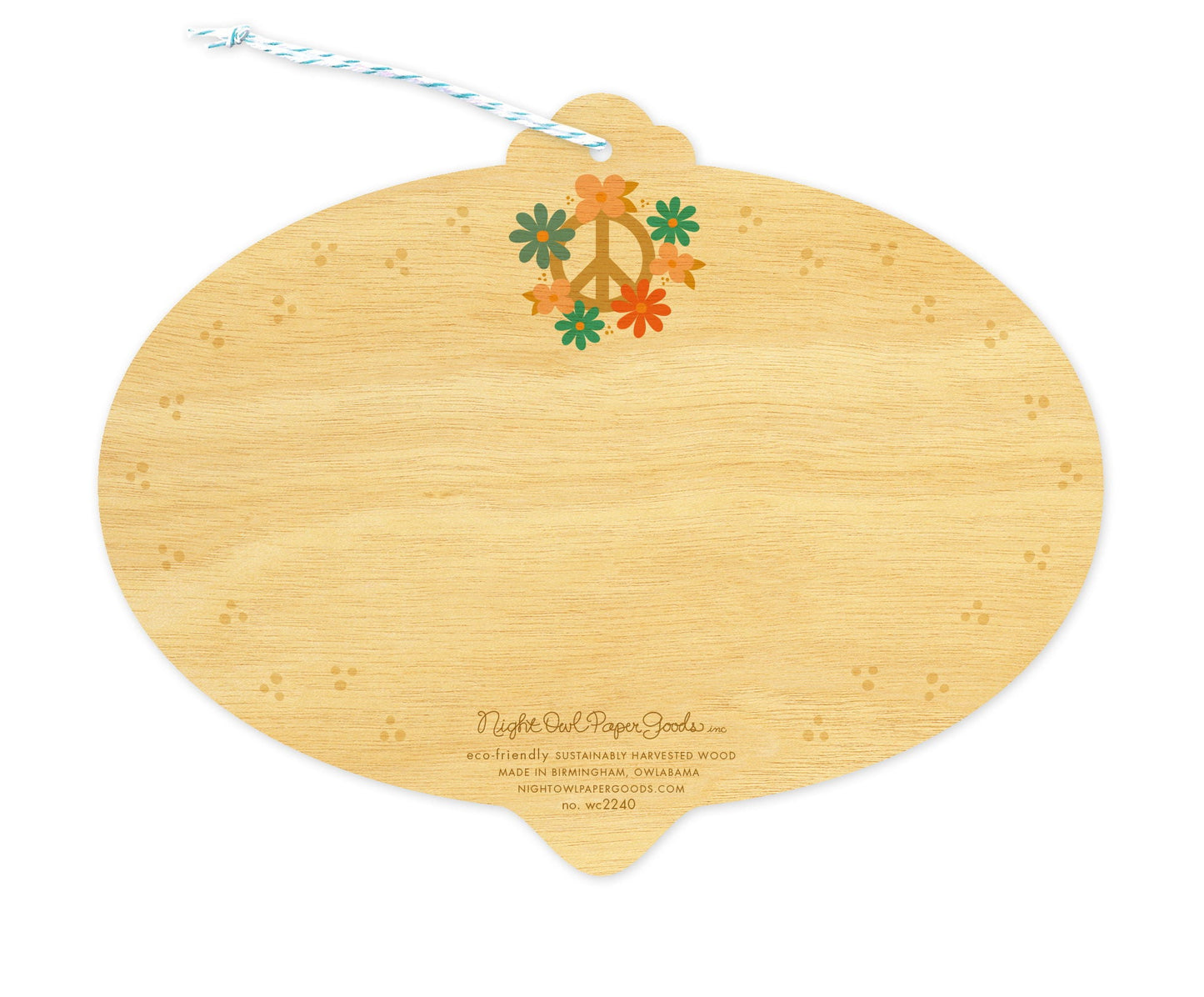 Peace Bulb Wood Holiday Card & Ornament