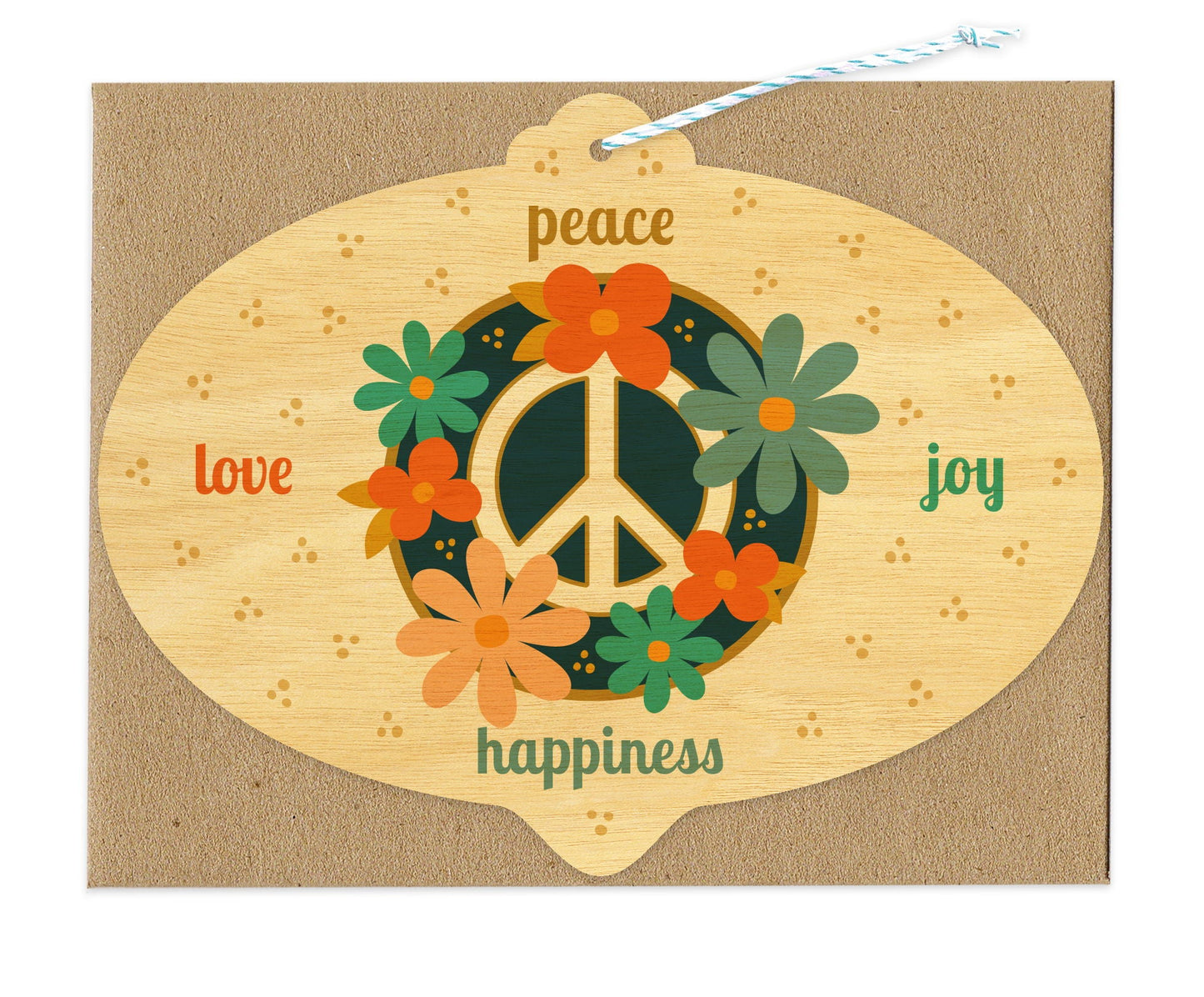 Peace Bulb Wood Holiday Card & Ornament