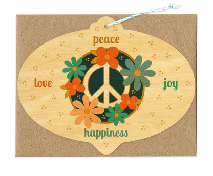 Peace Bulb Wood Holiday Card & Ornament