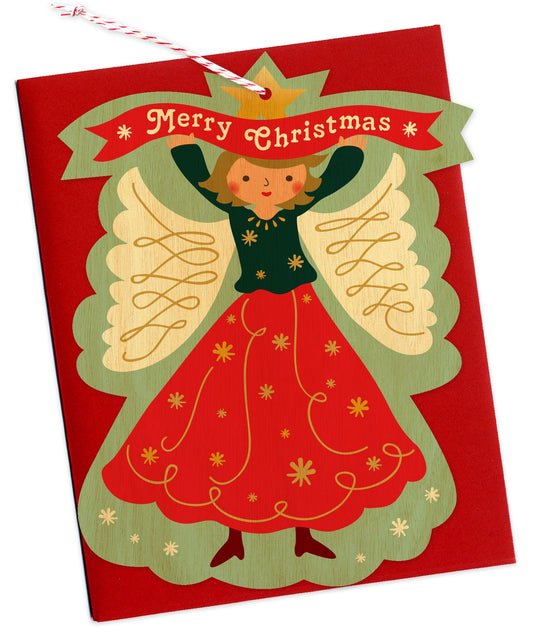 Mod Angel Wood Holiday Card & Ornament