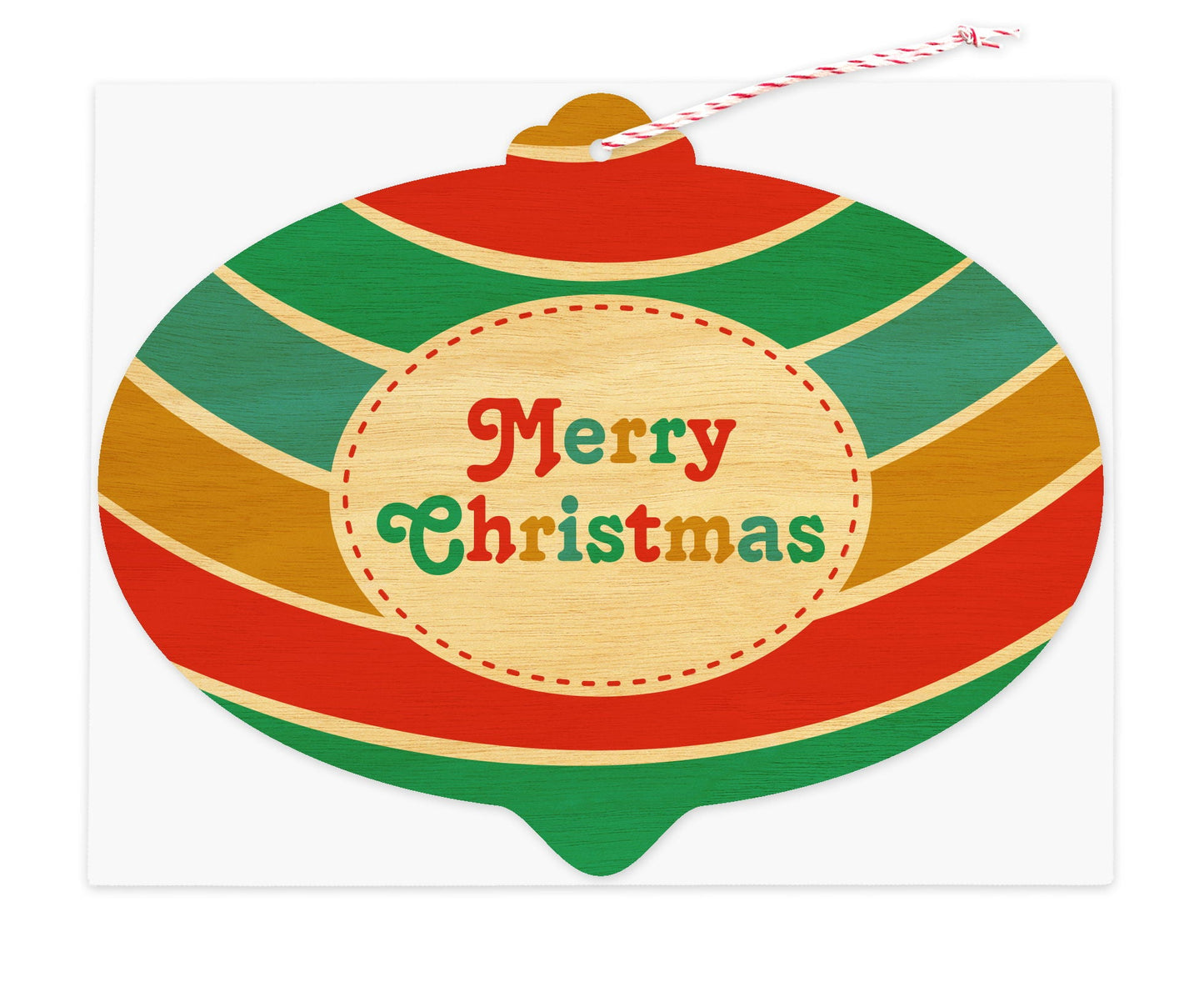 Merry Bulb Wood Holiday Card & Ornament