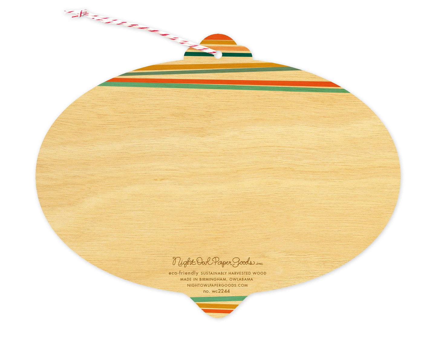 Happy Stripes Wood Holiday Card & Ornament