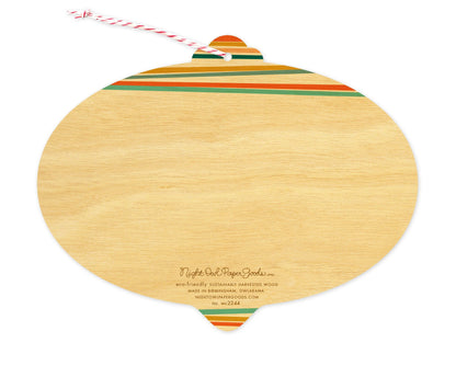 Happy Stripes Wood Holiday Card & Ornament