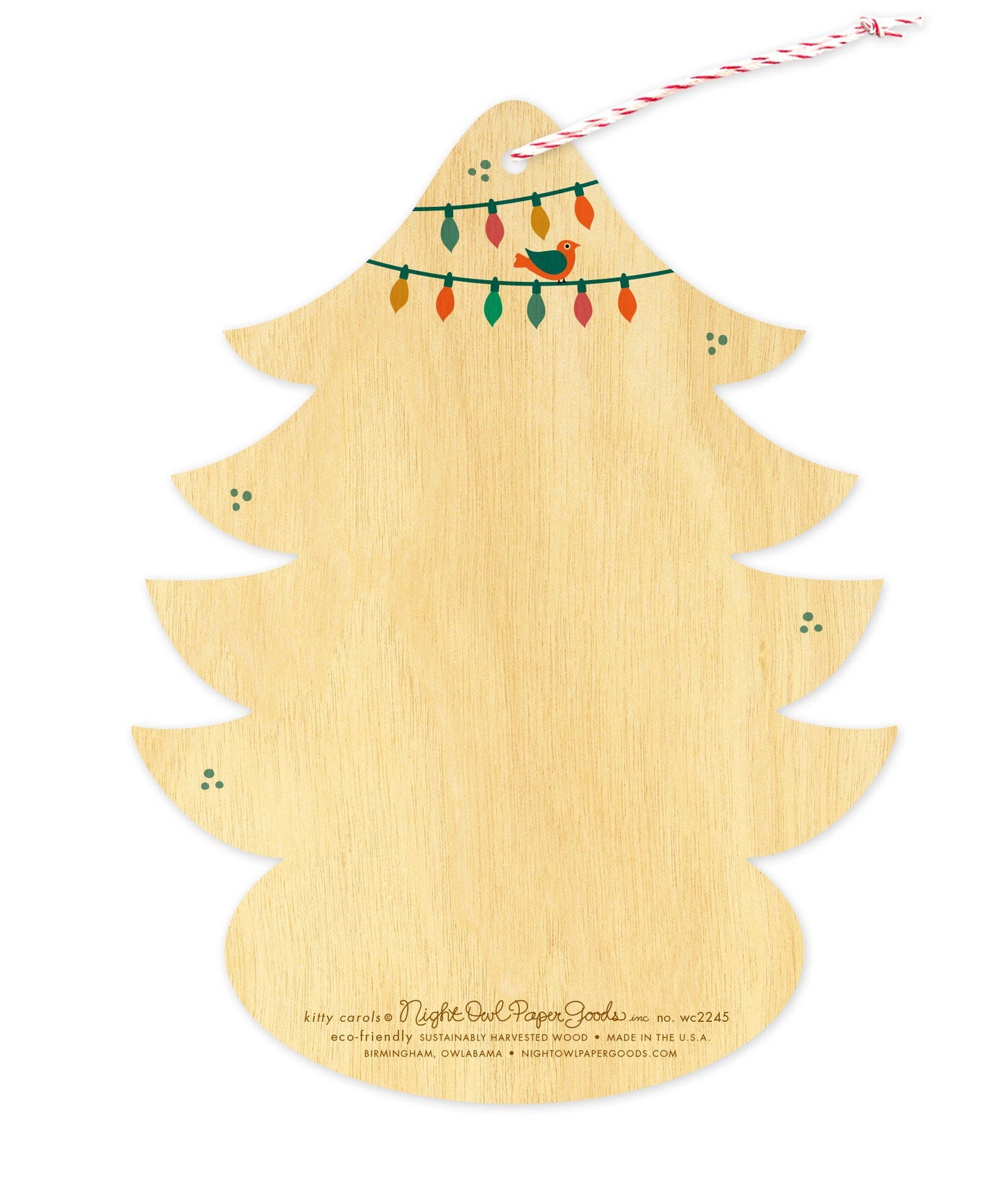 Kitty Carols Wood Holiday Card & Ornament