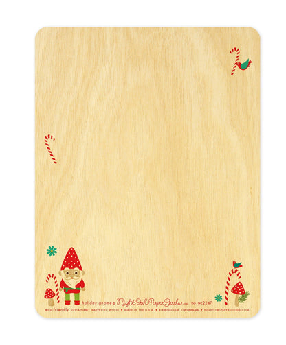 Holiday Gnome Wood Holiday Card