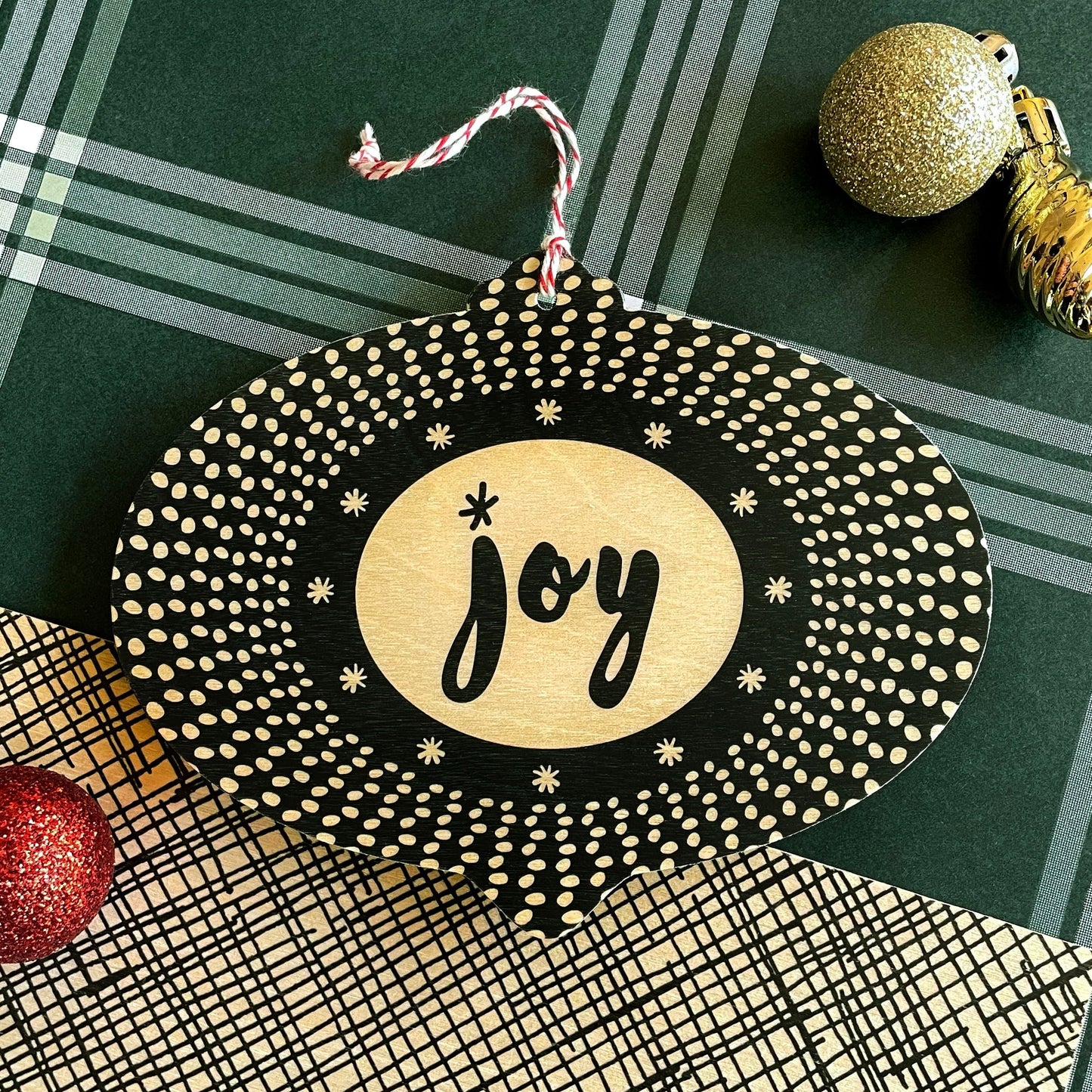 Burst of Joy Wood Holiday Card & Ornament