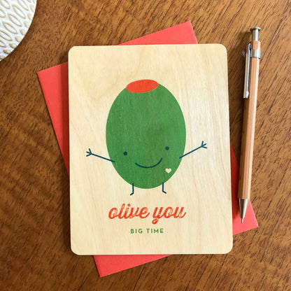 Olive You Wood Love Card