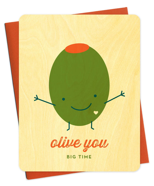 Olive You Wood Love Card