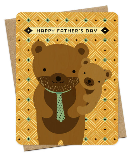 Bear Cub Wood Father's Day Card