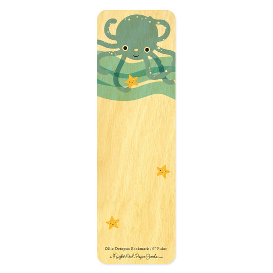 Ollie Octopus Wood Bookmark/Ruler